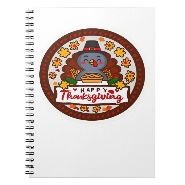 Cuaderno Cute Kawaii Turquía - Feliz Día de Acción de Graci (Frente)