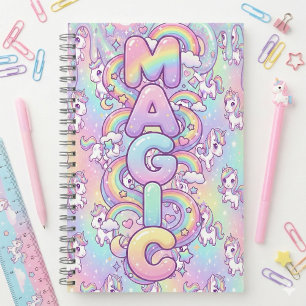 Cuaderno Cute Kawaii Unicornio Arcoíris Pastel Mágico