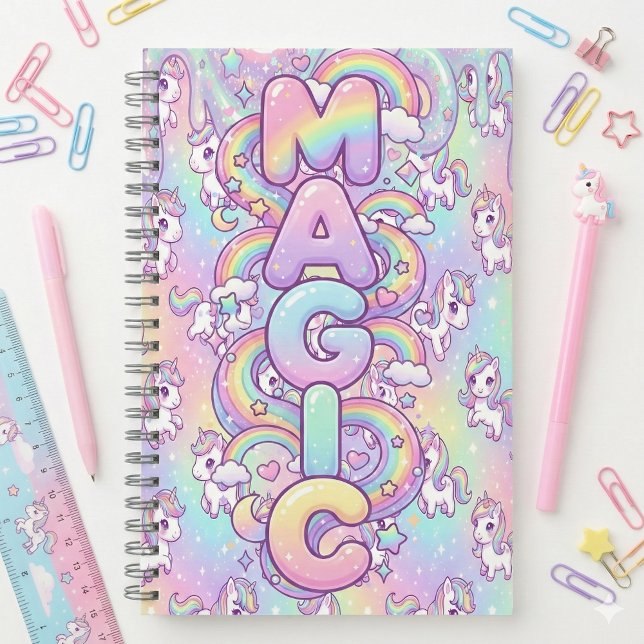 Cuaderno Cute Kawaii Unicornio Arcoíris Pastel Mágico (Subido por el creador)