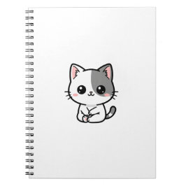 Cuaderno Cute Kawaii White Gray Kitten
