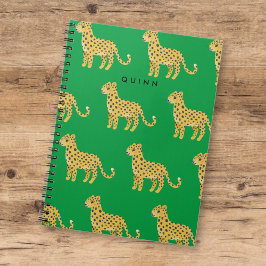 Cuaderno Cute Kids Cheetah Leopard Green con nombre