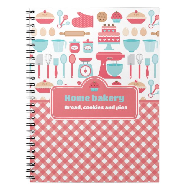 Cuaderno Cute Kitchen Tema Baking Red Gingham (Frente)