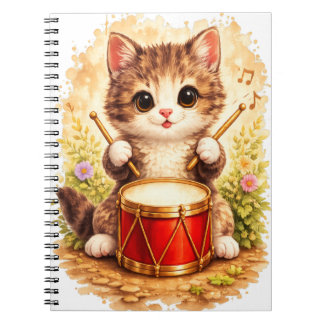 Cuaderno Cute Kitten Drum Spiral Notebook Kawaii