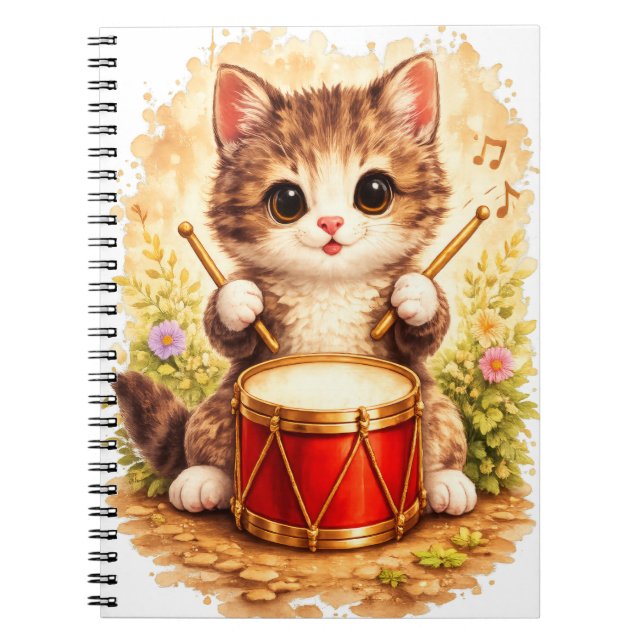 Cuaderno Cute Kitten Drum Spiral Notebook Kawaii (Frente)