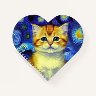 Cuaderno Cute Kitten Starry Night Van Gogh