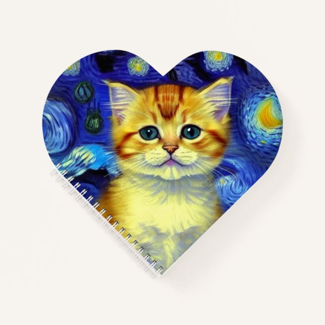 Cuaderno Cute Kitten Starry Night Van Gogh (Anverso)