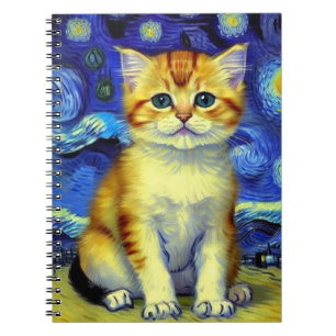 Cuaderno Cute Kitten Starry Night Van Gogh