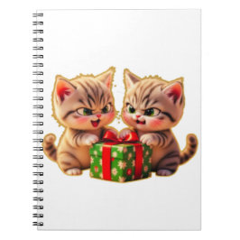 Cuaderno **Cute Kittens Fighting Over a Gift – Funny Christ