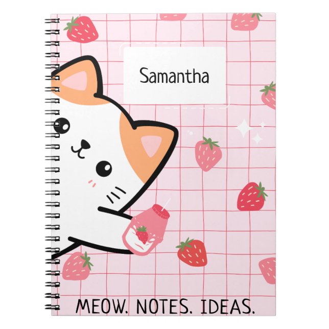 Cuaderno Cute Kitty Strawberry Notebook (Frente)