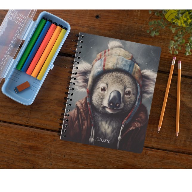 Cuaderno Cute Koala con Gorro de Invierno Nombre Personaliz (Subido por el creador)