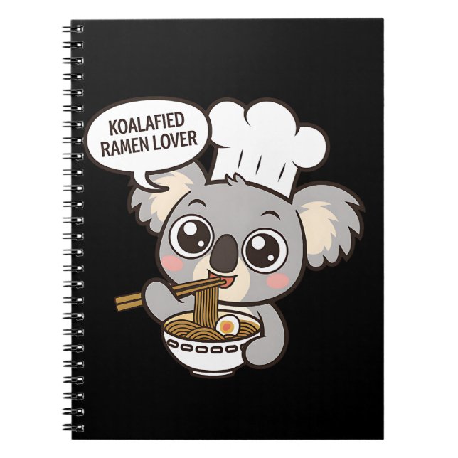 Cuaderno Cute Koala disfrutando de Ramen (Frente)