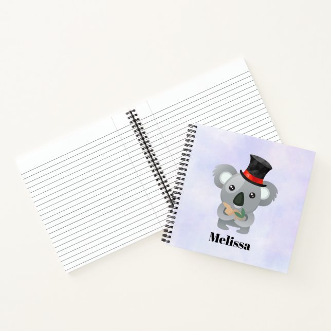 Cuaderno Cute Koala en un sombrero negro superior (Interior)
