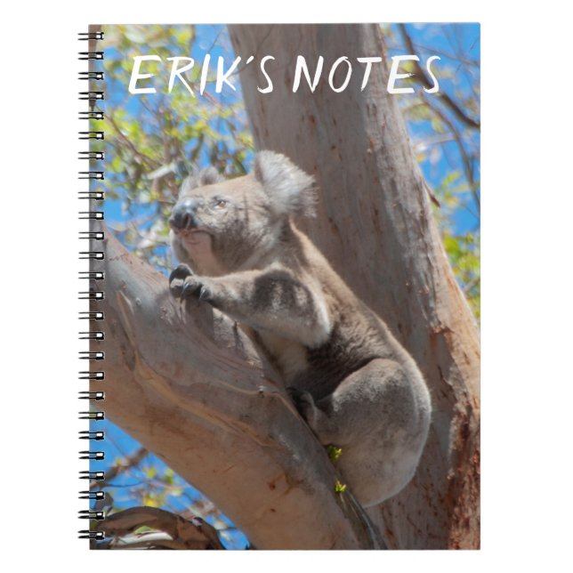Cuaderno Cute Koala Subiendo a un Árbol, Personalizado (Frente)