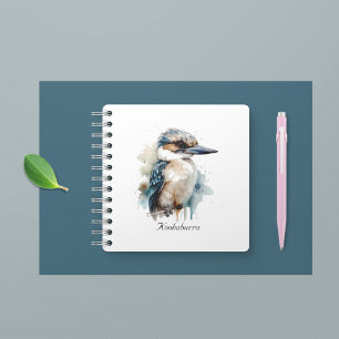Cuaderno Cute Kookaburra sobre una rama pintada de acuarela