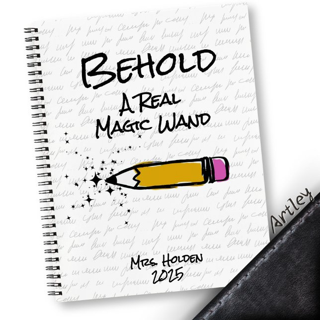 Cuaderno Cute Lápiz Magic Wand Sparkle Custom Name Teacher (Subido por el creador)