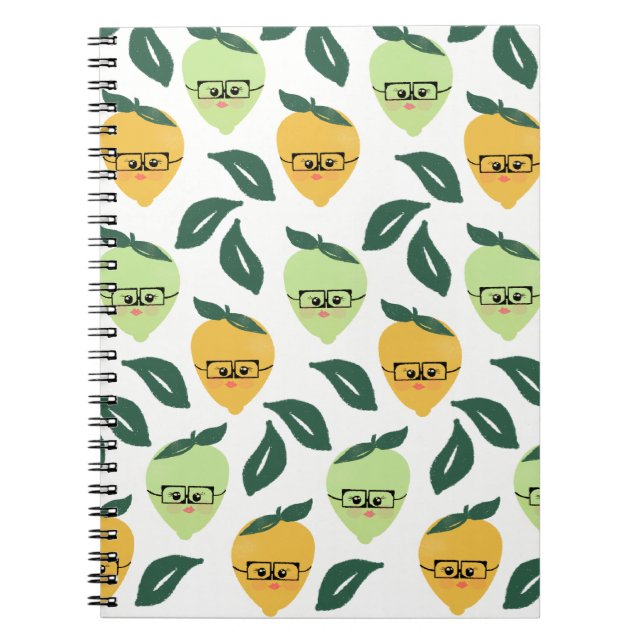 Cuaderno Cute Lemon Citrus Personalizado Greenery Pattered (Frente)