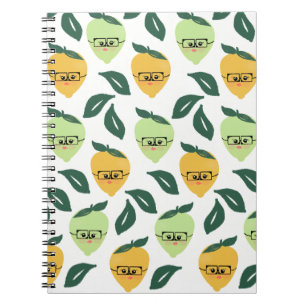 Cuaderno Cute Limón Cítrico Patrón de Dibujos Animados de V