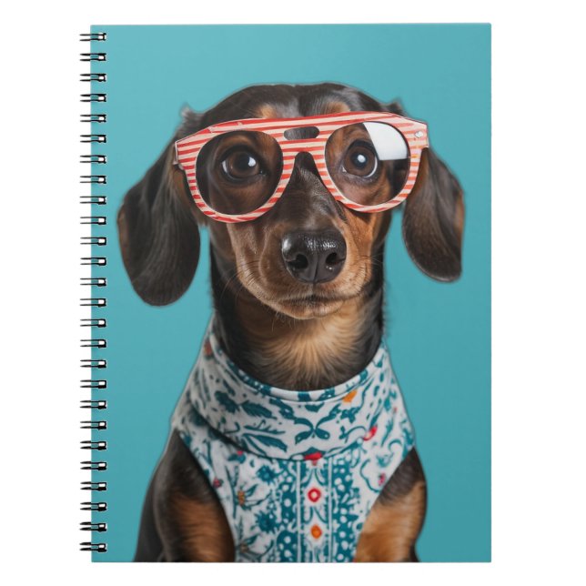 Cuaderno Cute Little Dachshund With Red Glasses (Frente)
