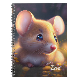 Cuaderno Cute little mouse in a flower meadow, custom 