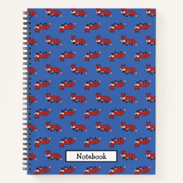 Cuaderno Cute Little Red Fox Pattern Blue