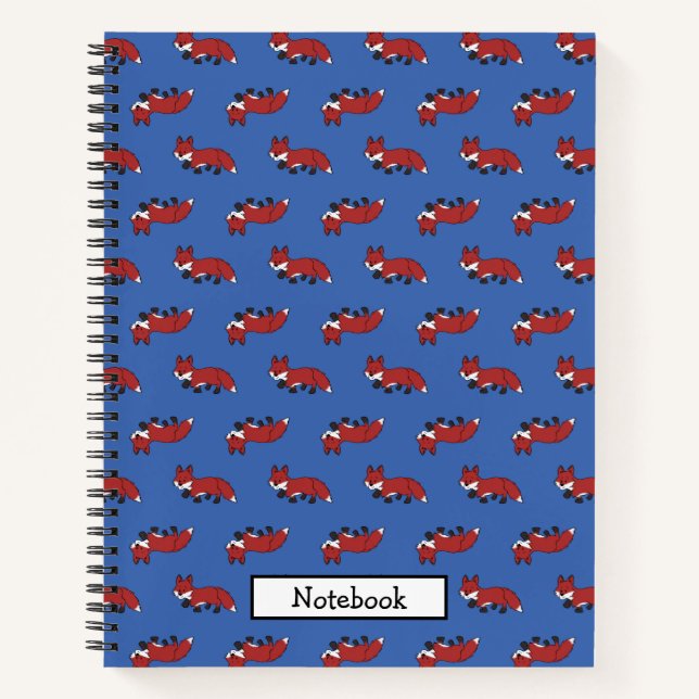 Cuaderno Cute Little Red Fox Pattern Blue (Anverso)