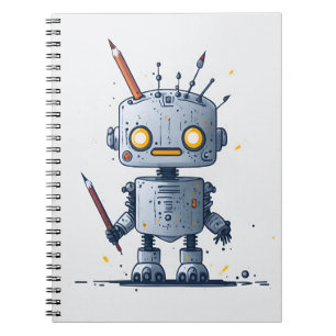 Cuaderno cute little robot IA and books 2