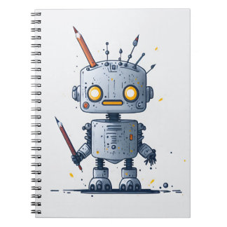 Cuaderno cute little robot IA and books 2