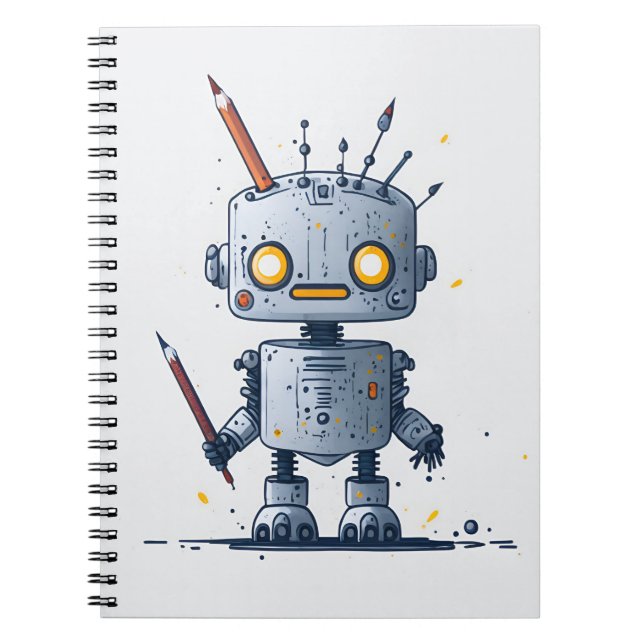 Cuaderno cute little robot IA and books 2 (Frente)