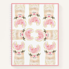 Cuaderno Cute Llama acuarela rosa