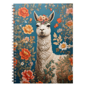 Cuaderno Cute Llama William Morris inspirado en la floral