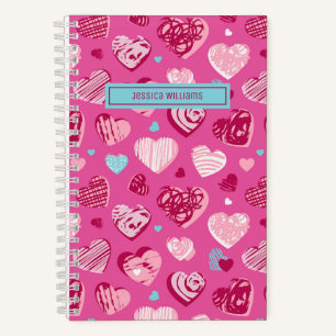 Cuaderno Cute Love Doodle Sweet Heart Pattern Pink