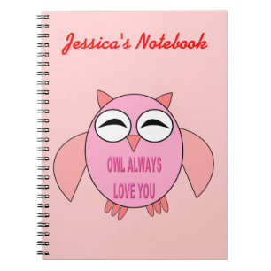 Cuaderno Cute Love Message Owl Personalizable para portátil