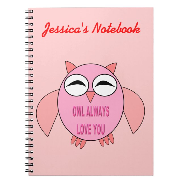 Cuaderno Cute Love Message Owl Personalizable para portátil (Frente)