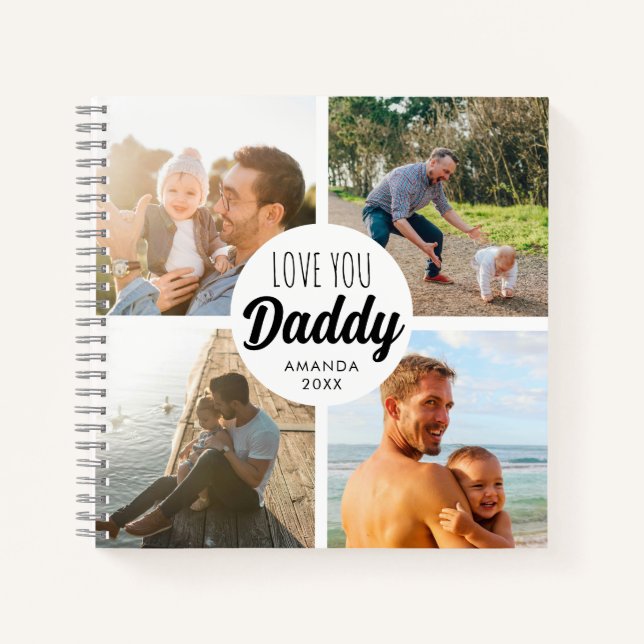 Cuaderno Cute Love You 'Daddy' Personalizado Collage de fot (Anverso)