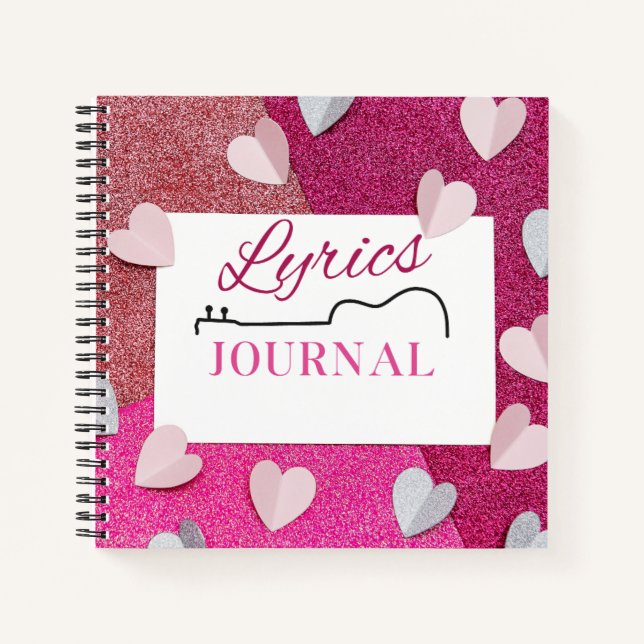 Cuaderno Cute Lyrics Journal para compositores y amantes de (Anverso)