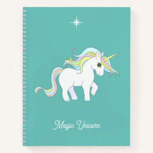 Cuaderno Cute Magic Unicorn sobre Azul Turquesa