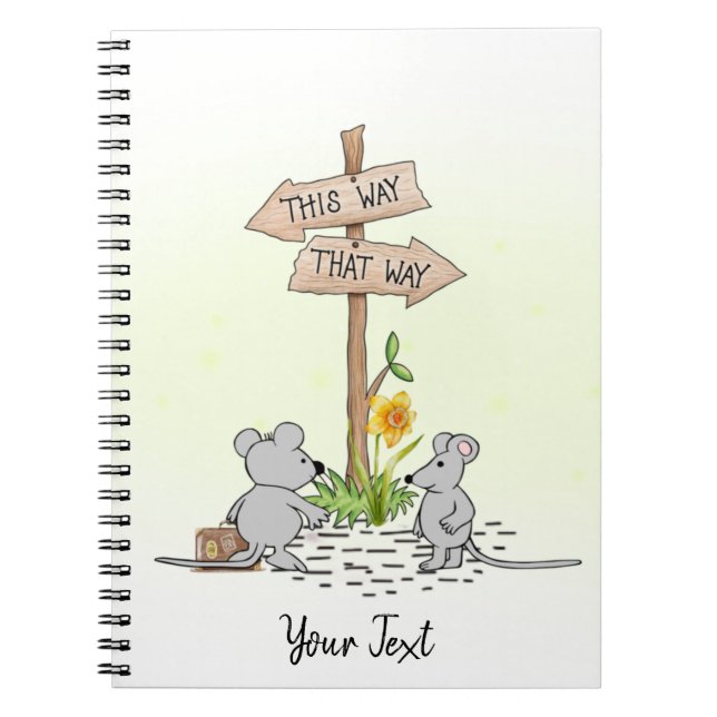 Cuaderno Cute Mice Acuarela Amarillo Personalizado   (Frente)