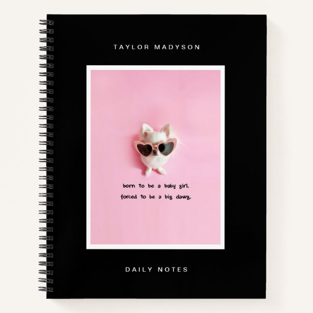 Cuaderno Cute Modern Custom Frame Photo Gift Monogram Black (Anverso)