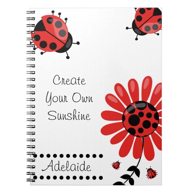 Cuaderno Cute Moderno Ladybug Rojo Personalizado (Frente)
