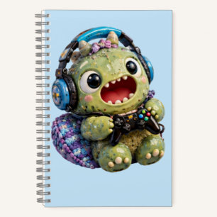 Cuaderno Cute Monster Gamer with Headphones Spiral Notebook