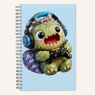 Cuaderno Cute Monster Gamer with Headphones Spiral Notebook