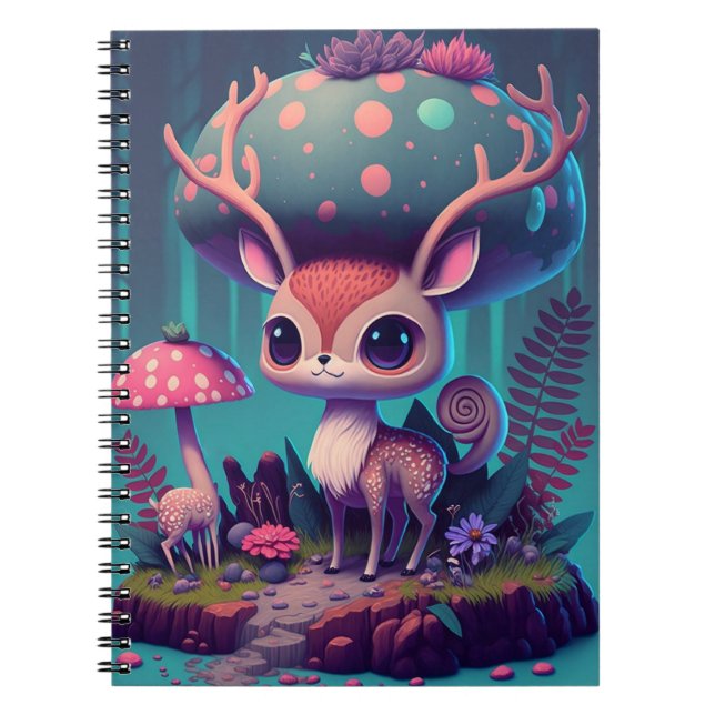 Cuaderno Cute Mushroom Deer Fantasy Art Notebook (Frente)