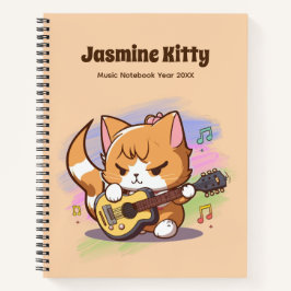 Cuaderno Cute Naranja Gato Tocando Guitarra (Personalize)