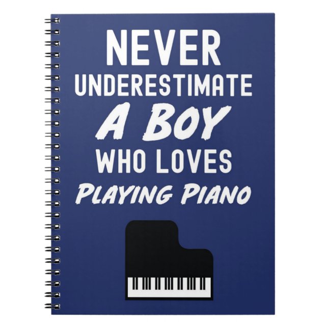 Cuaderno Cute Navy Blue Pianist Gifts For Boys Kids Piano (Frente)