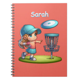 Cuaderno Cute Niña Jugando Disco de Golf Personalizado