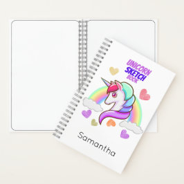 Cuaderno Cute Nombre Corazón Arcoiris Unicornio Esbozo