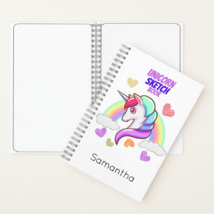 Cuaderno Cute Nombre Corazón Arcoiris Unicornio Esbozo