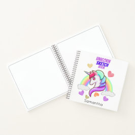 Cuaderno Cute Nombre Corazón Arcoiris Unicornio Esbozo