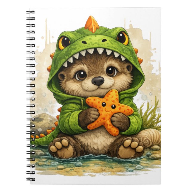 Cuaderno Cute Otter Dino Costume Kawaii Notebook (Frente)