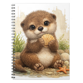 Cuaderno Cute Otter Holding Shell Kawaii Ocean Beach 
